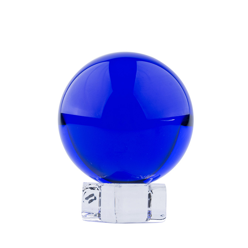 Lens Ball Crystal - Candelabro K9 de cristal azul oscuro,